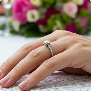 Engagement ring on hand